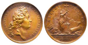 Médaille Bronze Louis XIV, Temples ... 