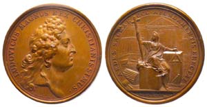 Médaille Bronze Louis XIV, 300 églises ... 