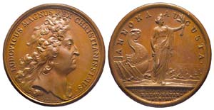 Médaille Bronze Louis XIV, La France ... 