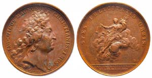 Médaille Bronze Louis XIV, Paix dUtrecht,  ... 