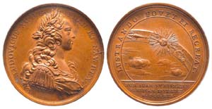 Médaille Bronze Louis XV, Visite du Roi à ... 