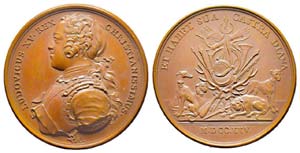 Médaille Bronze Louis XV, La chasse de ... 
