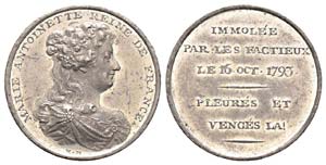 France, Médaille, Mort de Marie Antoinette, ... 