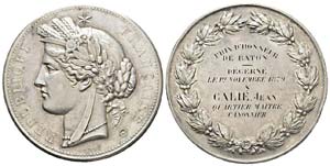 France, Médaille, 1879, Argent 67.2 g. 50.4 ... 