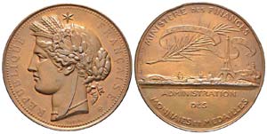 France, Médaille, 1889, 57.81 g Bronze 50 ... 
