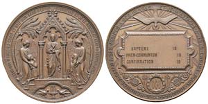 France, Médaille en cuivre du baptême à ... 