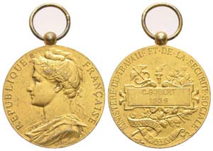France, Médaille en bronze doré, 9.7 g. 27 ... 
