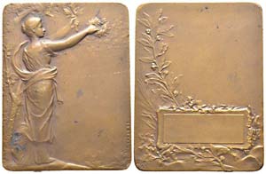 France, Plaque en bronze, 62.35 g. 45 X 60 ... 