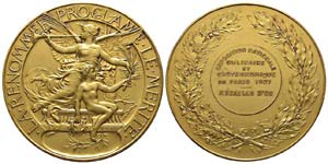 France, Médaille en bronze doré, 1927, AE ... 