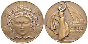 France,  médaille en bronze 1907, par ... 