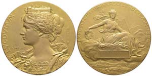 France, Médaille en bronze doré, 1894, ... 