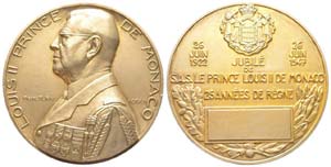 Monaco, 1947, Louis II, Médaille en argent ... 