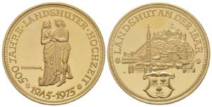 Allemagne, 1975, Médaille en or Landshut an ... 