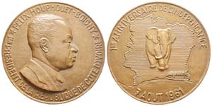 Côte dIvoire, Médaille en bronze, AE ... 