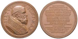 Vatican, Sixtus  1585-1590, Médaille, AE ... 