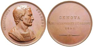 Italie, Cristoforo Colombo, 1846, Médaille ... 