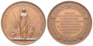 Italie, 1870, Médaille en bronze, Milano, ... 