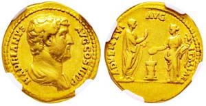 Hadrianus 117-138 Aureus, Rome, 134-138, AU ... 
