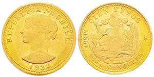 Chile - Republic 100 Pesos, 1926 So, 18.31 ... 