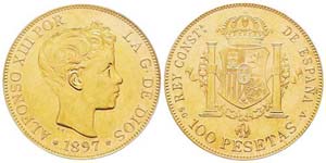 Spain, Alfonso XIII 100 Pesetas, 1897 SGV, ... 