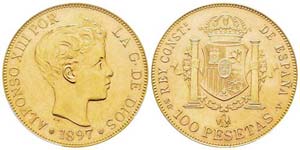 Spain, Alfonso XIII 100 Pesetas, 1897 SGV, ... 