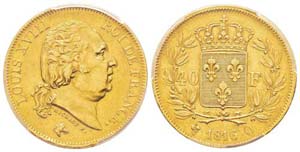 France, Louis XVIII 1815-1824 40 Francs, ... 