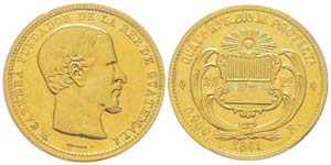 Guatemala 20 Pesos, 1869 R, AU 32.25 Ref: ... 
