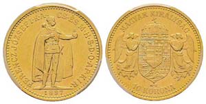 Hungary 10 Couronnes, 1897 KB, AU 3.39 gr. ... 