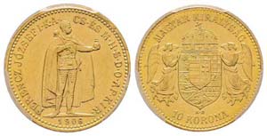 Hungary 10 Couronnes, 1906 KB, AU 3.39 gr. ... 