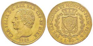 Carlo Felice 1821-1831 80 lire, Torino, 1826 ... 