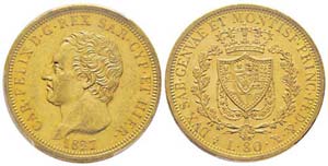 Carlo Felice 1821-1831 80 lire, Torino, 1827 ... 