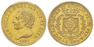 Carlo Felice 1821-1831 40 lire, Torino, 1825 ... 
