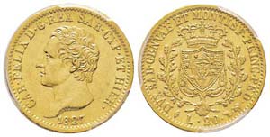 Carlo Felice 1821-1831 20 lire, Torino, 1827 ... 