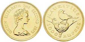 Mauritius 1000 Rupees, 1975, AU 33.43 g. ... 