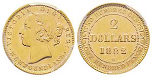 Newfoundland 2 Dollars, 1882H, 3.33 gr. Ref: ... 