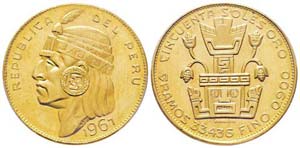 Peru, 50 Soles Inca, 1967, AU 33.44 g. ... 