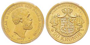 Sweden, Oscar II 1872-1907 20 Kronor, 1877 ... 