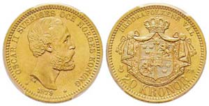 Sweden, Oscar II 1872-1907 20 Kronor, 1879 ... 