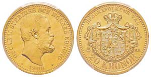 Sweden, Oscar II 1872-1907 20 Kronor, 1900 ... 