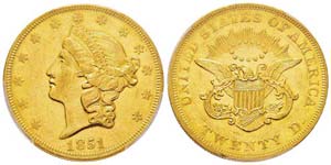USA 20 Dollars, 1851, Philadephia, AU 33,43 ... 