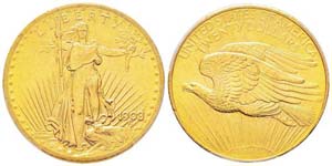 USA 20 Dollars, 1908,  Philadephia, AU 33,43 ... 