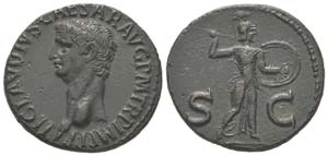 Claudius, 41 - 54 
As, Rome, 50-54, AE 11.21 ... 