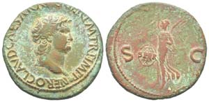 Nero 54 - 68
As, Lugdunum, 65, AE 10.55 ... 