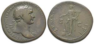 Traianus 98 - 117
Sestertius, Rome, 104-111, ... 