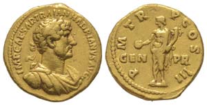 Hadrianus 117 - 138 
Aureus, Rome, 119-122, ... 