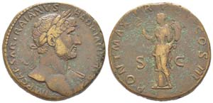 Hadrianus  117 - 138
Sestertius, Rome, ... 