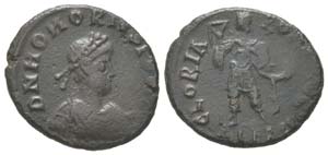Honorius 393 - 423
Nummus, Alexandria, 395, ... 