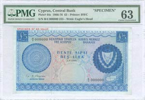  BANKNOTES OF CYPRUS - 5 Pounds ... 