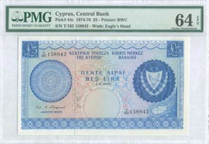  BANKNOTES OF CYPRUS - 5 Pounds ... 