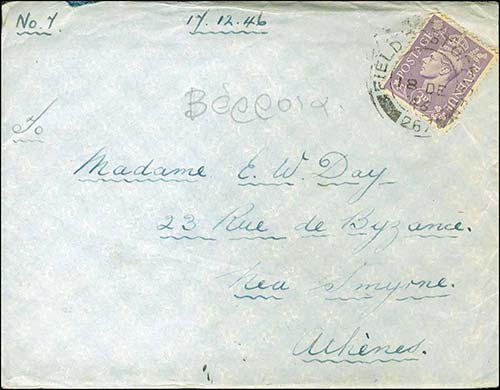 GREECE: Cover franked with 3d. ... 